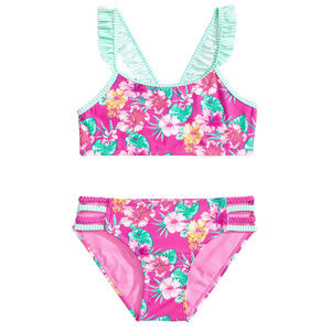 Floral Print Ruffled Bikini